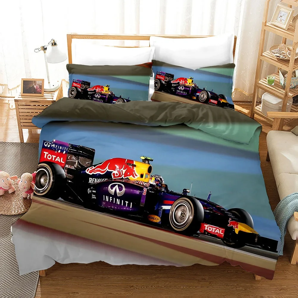 Red Racing Car 3D Kids Boy Bedding Set F1 Game Racer Printing Duvet Cover 2/3pcs Bedclothes with Pillowcase Twin Full Bedspread