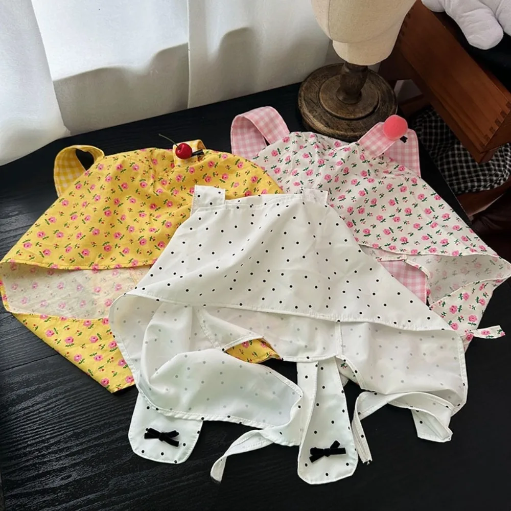 

Temperament Y2K Korean Lop Ear Rabbit Hat Bowknot Polka Dot Floral Hair Scarf Cherry Peach Pullover Cap Spring/Summer