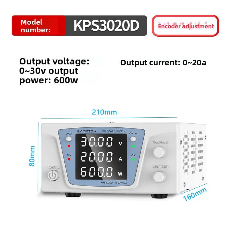 

Solid Test KPS3020D High Power Adjustable DC Regulated Power Supply 30V20A Electroplating Aging