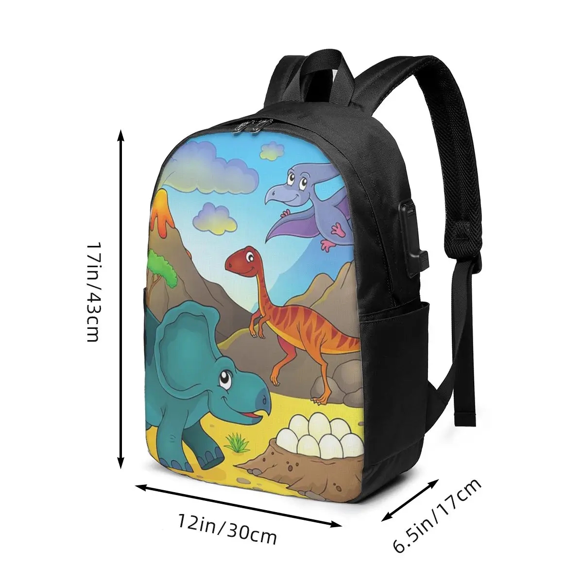 Cartoon Dinosaur World Scenery Backpack Travel Notebook Bag Computer College Student School Bag Laptop Shoulder Bags Men Women
