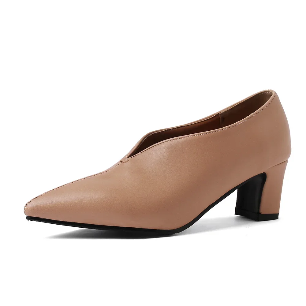 Hot  Brand New Sexy Apricot Brown Women Formal Pumps 2 inch High Heels Lady Nude Shoes Plus Big Small Size 10 28 43 46