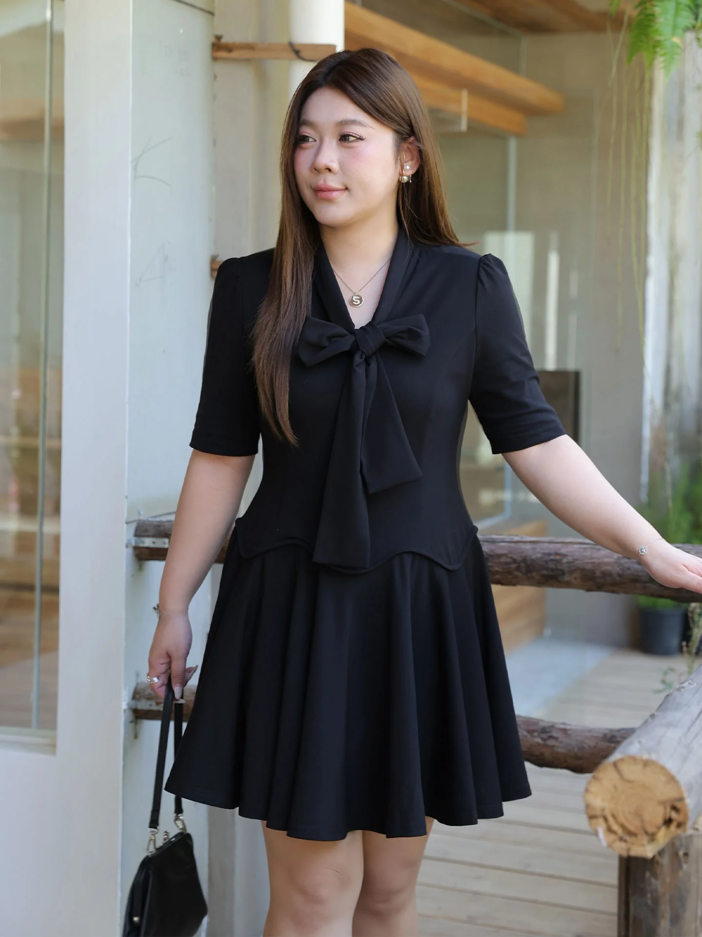 

Черное платье А-силуэта для похудения с бантом на талии, женская летняя модная одежда больших размеров, повседневная уличная одежда, офисная одежда