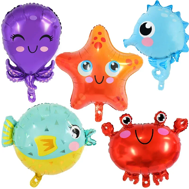 Sea Horse Ocean World Foil Balloons Set - Under the Sea Party Decorations for Kids Mermaid Birthday, Baby Shower Supplies