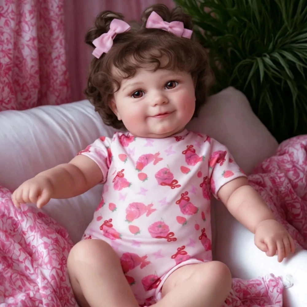 50cm/20 inch Fully Vinyl Reborn doll Realistic Cute Implanted Hair Girl doll Children's Dress up Game Companion Toy Gift
