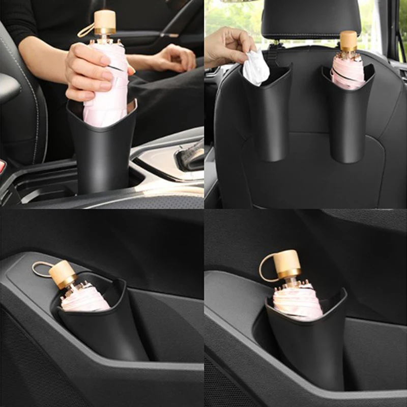 

Car Muliti-purpose Storage Holder For Umbrella Bverage Trash Storage Box Auto Cup Holder Garbage Can Hanging Built-in Trash Can