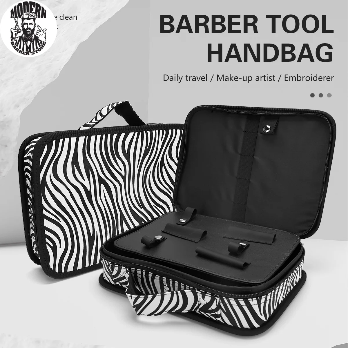 

Beauty Makeup Tool Large Capacity Carrying Box Salon Barber Bag Fashion Zebra Stripe Case Hairdressing Storage Bag accessory