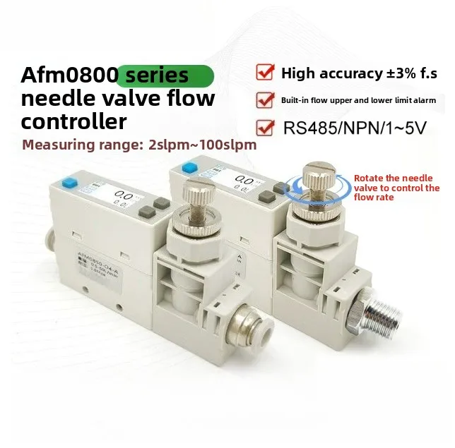 AFM0800 Needle Valve Regulation Digital Display Gas Mass Flow Controller Air Nitrogen Oxygen
