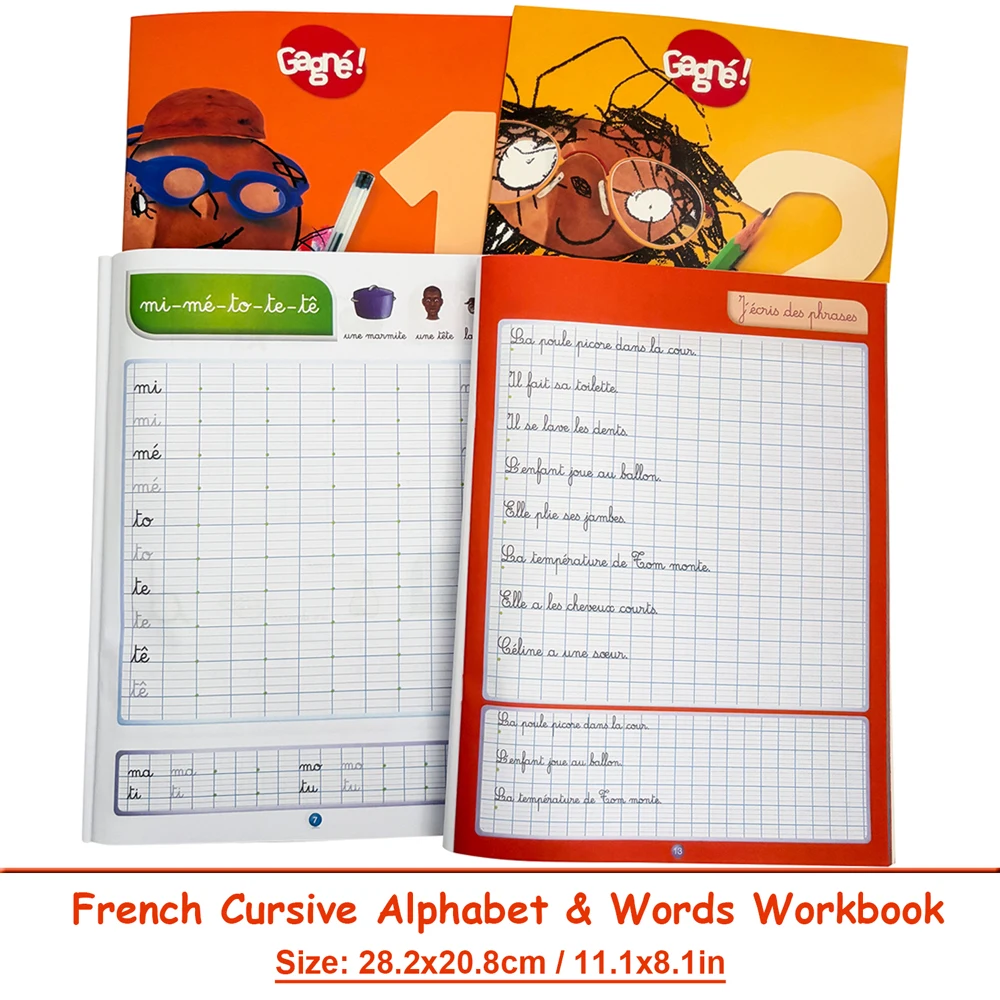 French Cursive Alphabet and Vocabulary Words Practice Book for Kids Homeschool Teaching Resource Early French Training Workbook