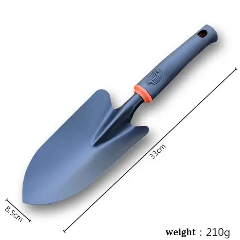 حديقة أداة مجرفة مقبض مطاطي أسود خمسة الأسنان أشعل النار البستنة أربع قطع مجموعة زهرة مجرفة ثنائي الغرض مجرفة أدوات البستنة