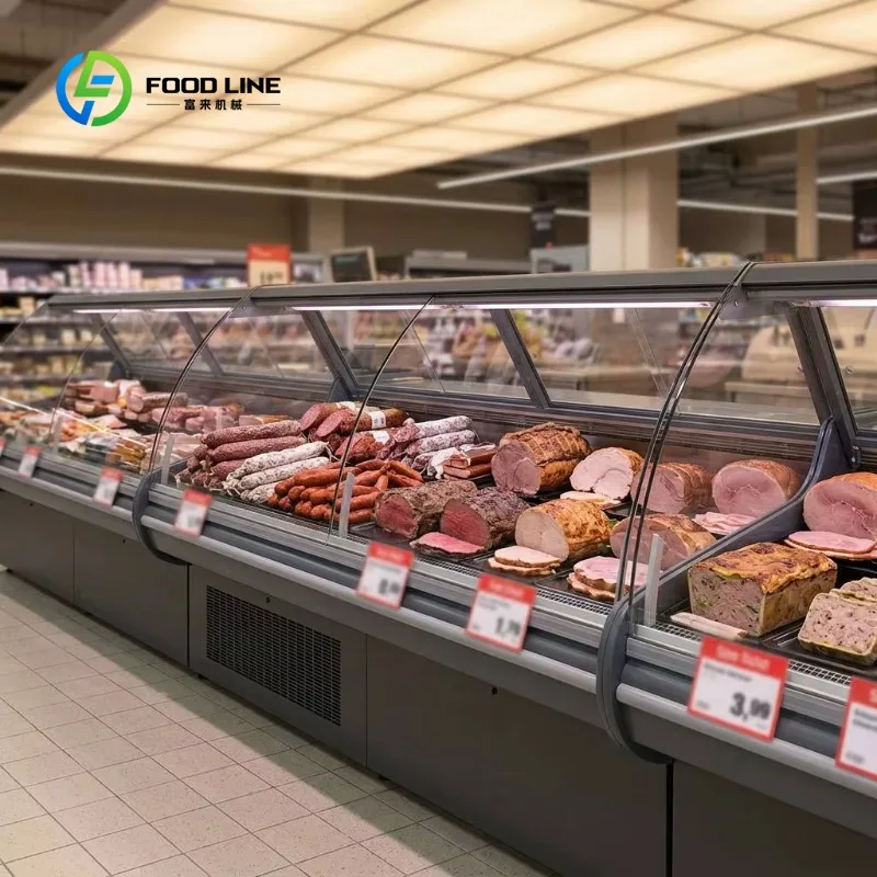 Custom Made Glass Door Commercial Display Refrigerator Cabinet Meat Cheese Cold Cuts Showcase for Convenience Store