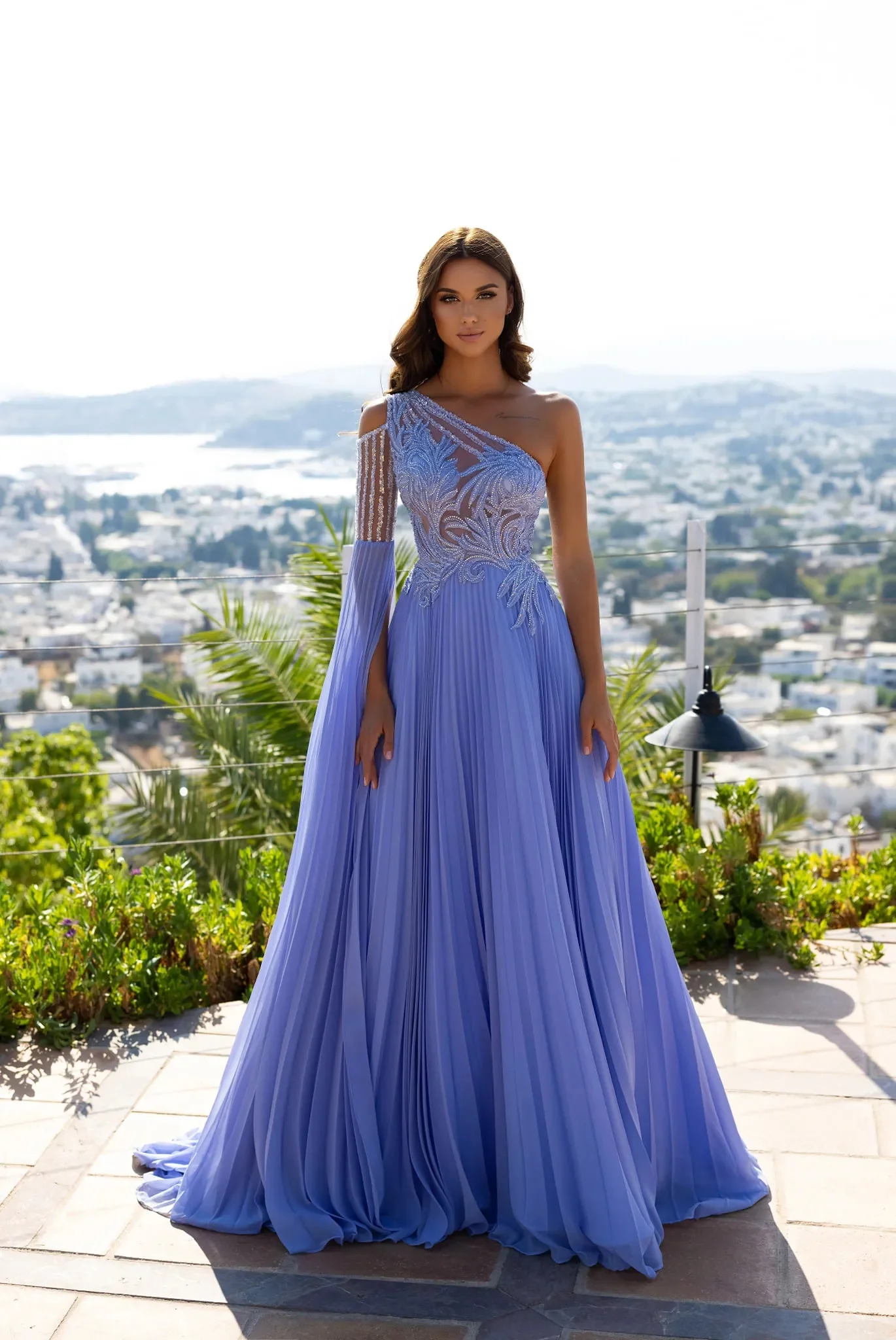 Lavender A Line Prom Dresses One Shoulder Long Beading Appliqued Women Formal Evening Party Pageant Gowns Plus Size