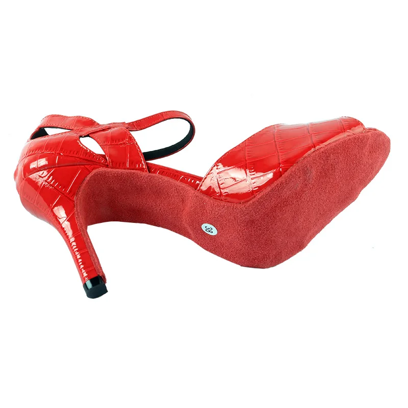 Customized Venus Lure Red/Black Latin Dance Sandals Women Ballroom Professional Salsa Dance Shoes Party
