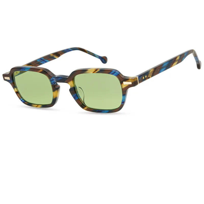 2024 Sunglasses Luxury Men Women Leopard Blue UV400 Retro Rivets Decoration Gradient Shades Fashion  Square Sun-Shading glasses