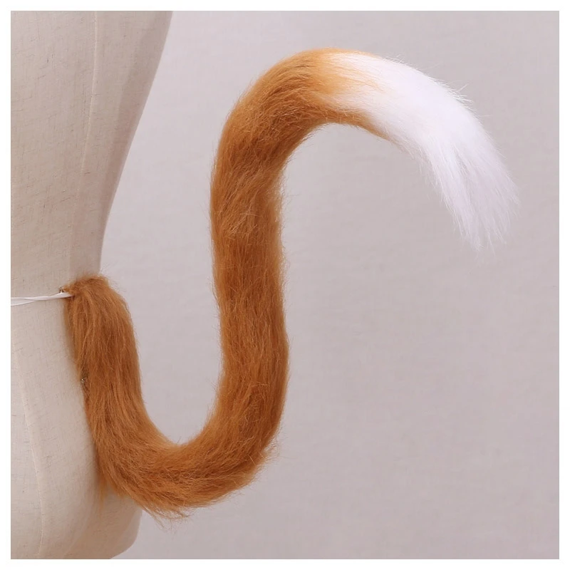 Anime Fur Tail Simulation Tail Cat Lolita Beast Ear Beast Cosplay Handmade Long Hair Cat Tail Halloween Party Accessories