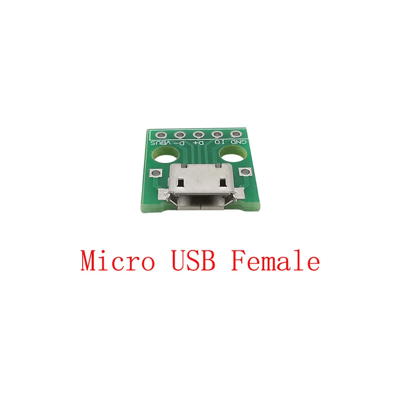 مقبس أنثى USB صغير إلى لوحة PCB ، لوحة تحديد ثقب في الملعب ، محول موصل ، لوحة تحويل اختبار ، 5 دبوس ، من من من من من من ؟