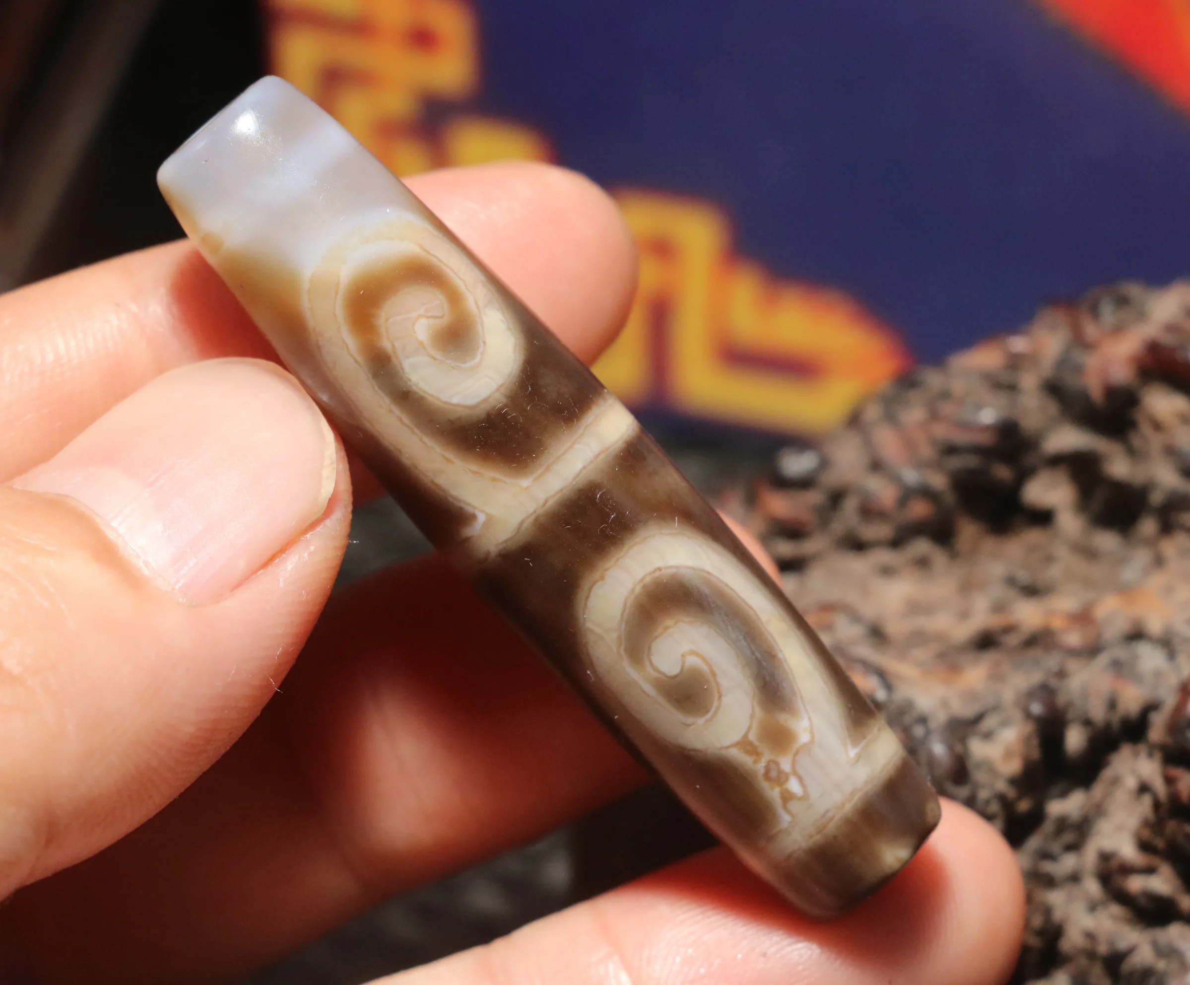 

AL Ultra Energy Tibetan Old Agate Lvdumu As You Wish Hook Fortune dZi Bead Pendant Amulet Big Treasure Timestown UPD21Asw