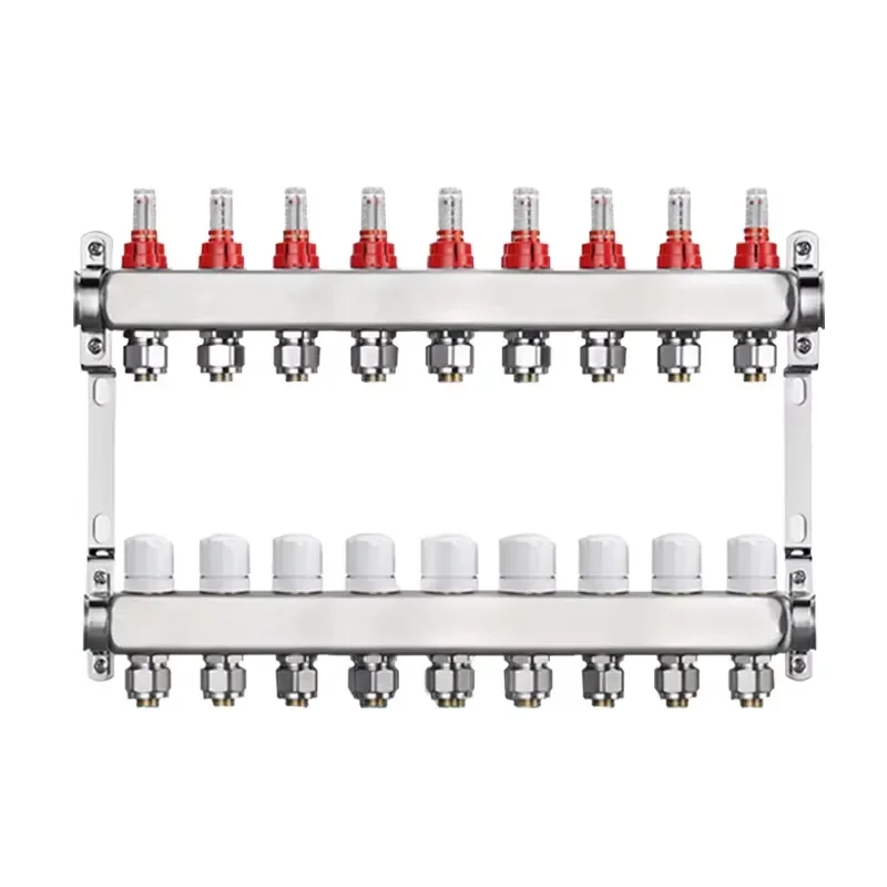 220V Complete Assembly Stainless Steel Forged Ball Rod 2-12-Way Manifolds Modern Stainless Heating System Apartment