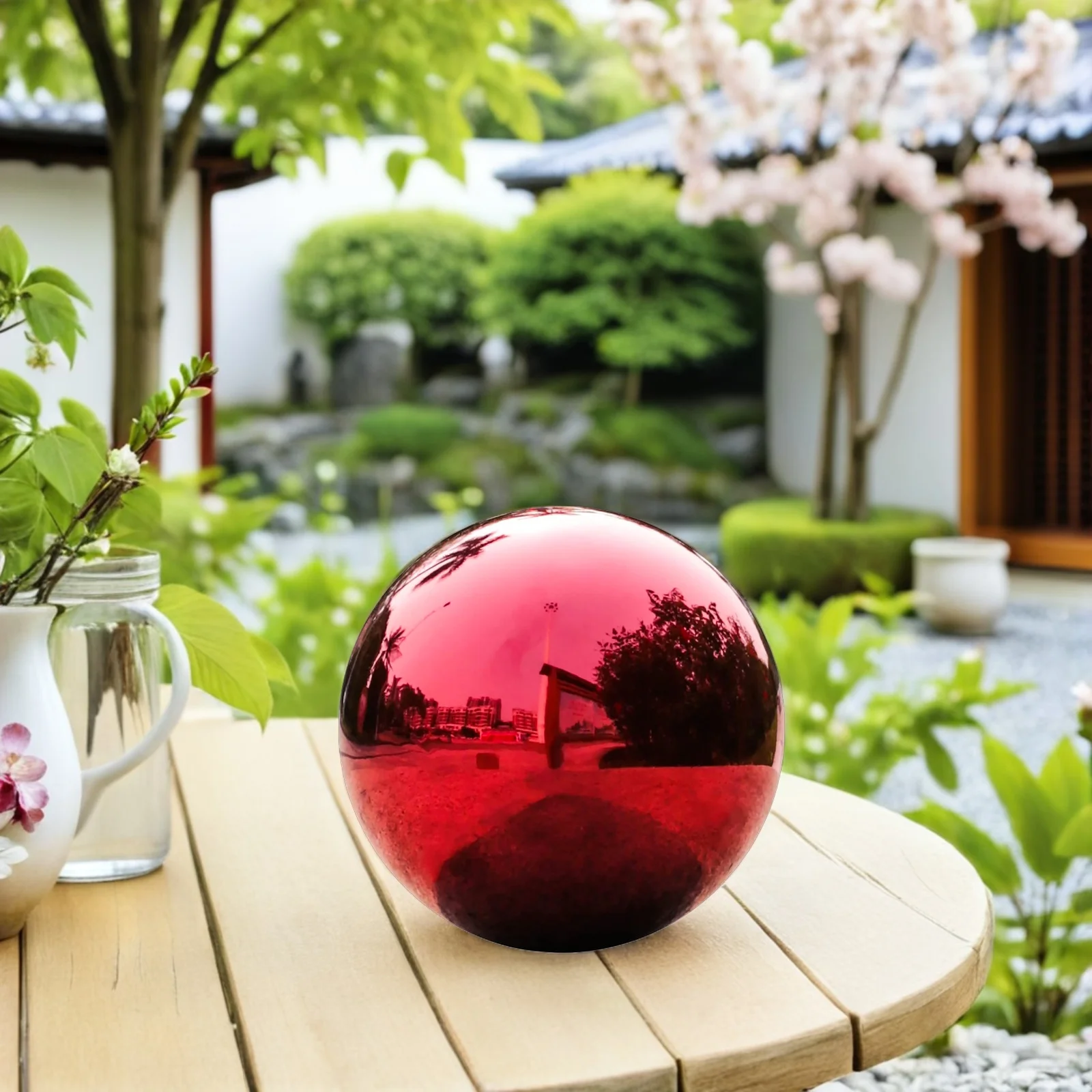 

20Cm Mirror Polished Stainless Steel Reflective Sphere Garden Gazing Ball Decorative Hollow Globe For Outdoor Indoor Patio