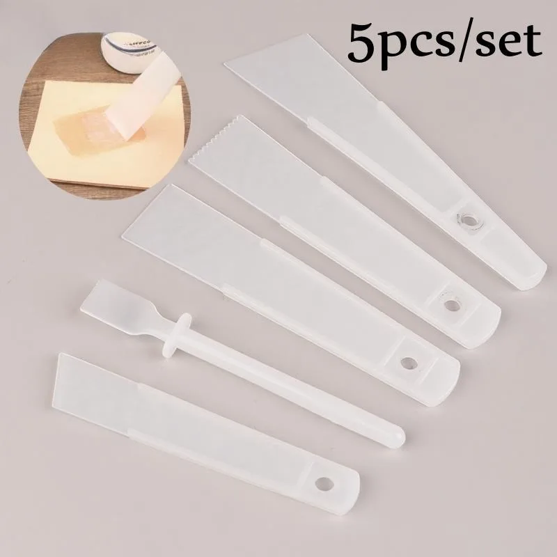 5 unids/set raspador de cuero tablero de goma DIY herramientas de cuero hechas a mano plástico PP práctico pegado accesorios de cuero