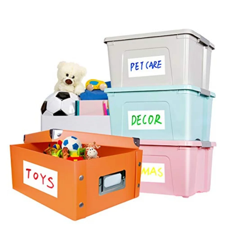 80 Large Size Removable Customizable Blank Labels, Water/Oil/Tear Resistant, No Residue for Home Organization Projects, Bins, K
