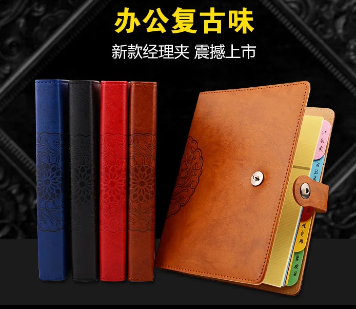 A5 Loose Leaf Notebook Gift Box Set, 6 Hole Refillable Leather Journal with 92 Sheets, Metal Buckle Closure, Business Planner