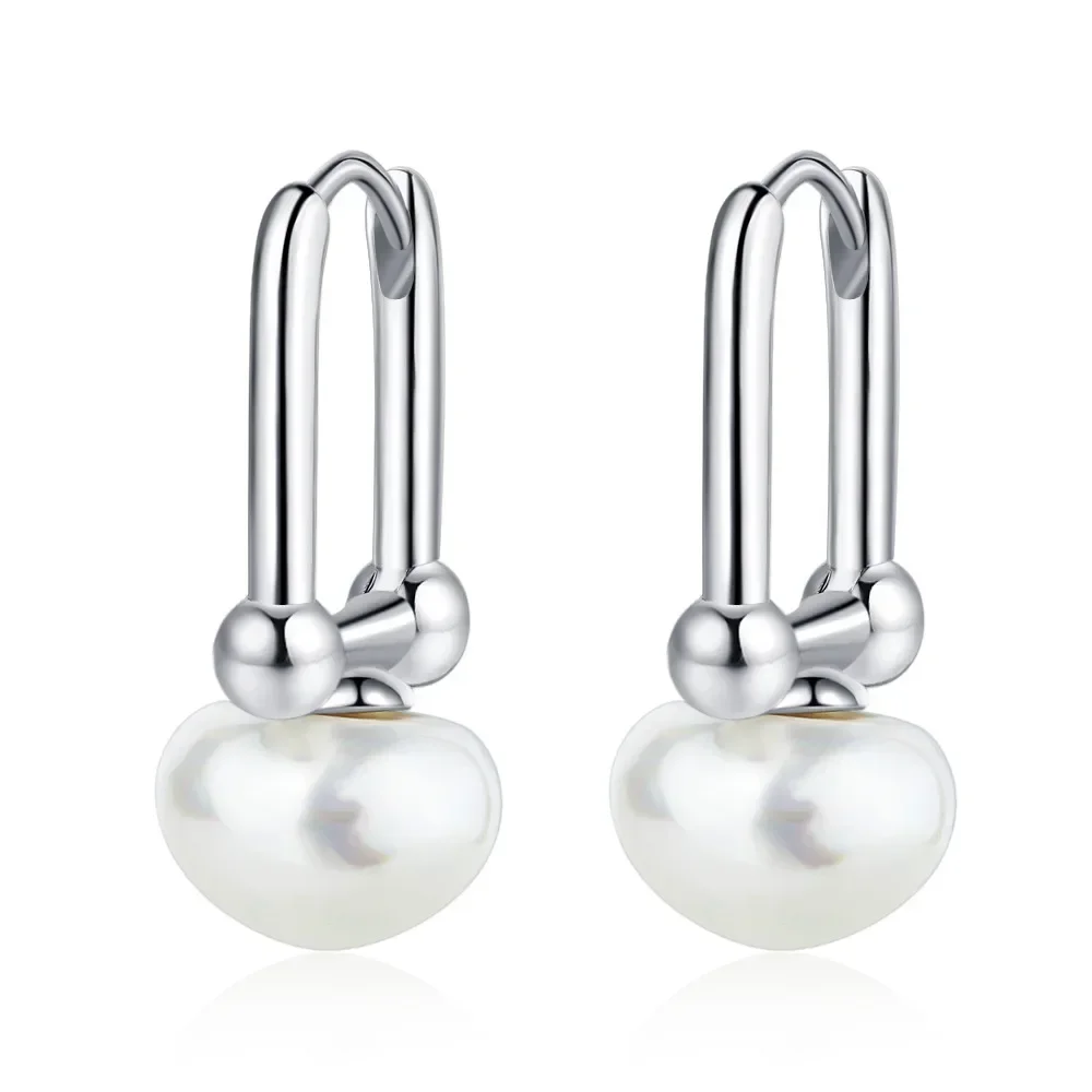 Lihong S925 Sterling Silver Cloud Pearl Earrings Exquisite Style Wavy Pattern Women's Earrings