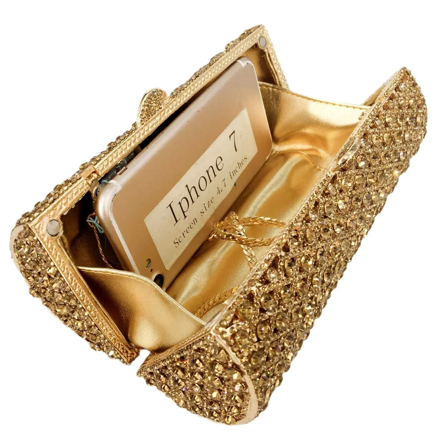 Boutique De FGG Barrel Round Rhinestone Purses and Handbags, Crystal Evening Bags for Women Formal, Hardcase Wedding Clutch Bag