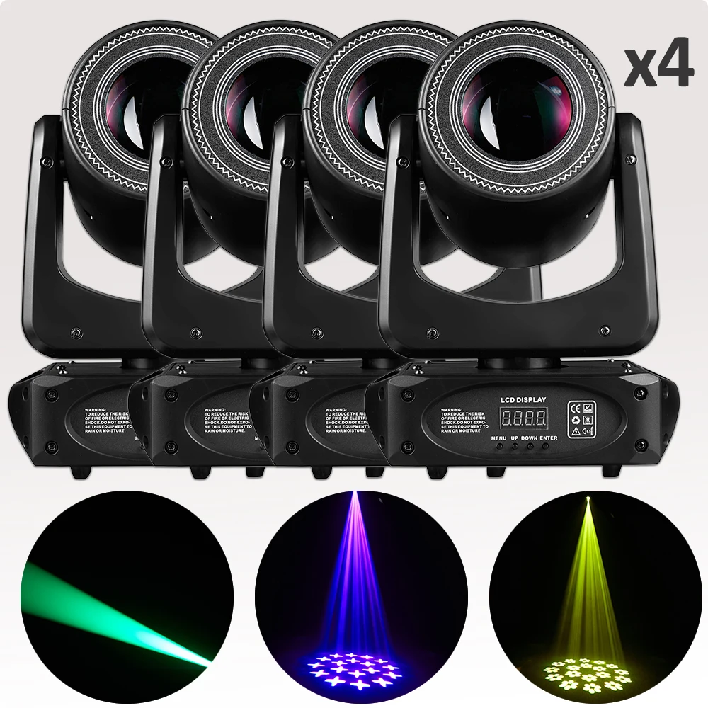 

Yuer 4PCS LED Beam 100W 120W Moving Head Lighting Spot 18 Face Prism Rotatable For Equipment Disco Ball DJ Concert High Quality