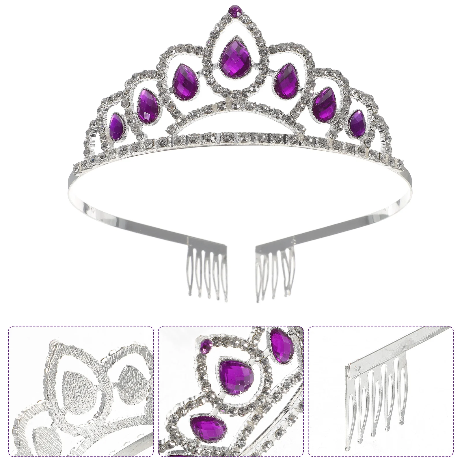 

Bridal Crown Tiara With Comb Shining Rhinestones Crystal Headband For Wedding Prom Party Elegant Hair Accessory