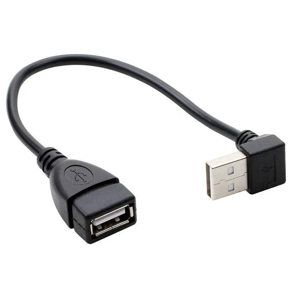 10cm 20cm USB2.0 A Male To Female 90 Angled Extension Adaptor Cable USB2.0 Male To Female Right/left/down/up Black Cable Cord