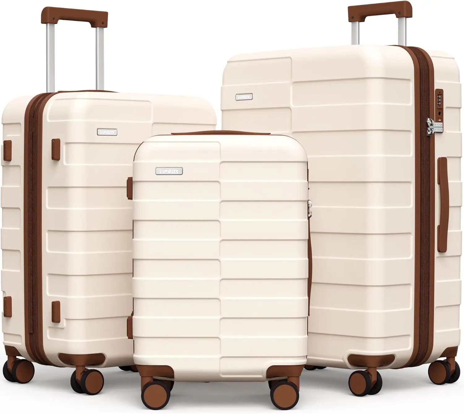 

Чемодан с твердой поверхностью, расширяемый, сверхпрочный, 100% ПК, легкий дорожный чемодан для переноски, набор колес с замком, белый, коричневый