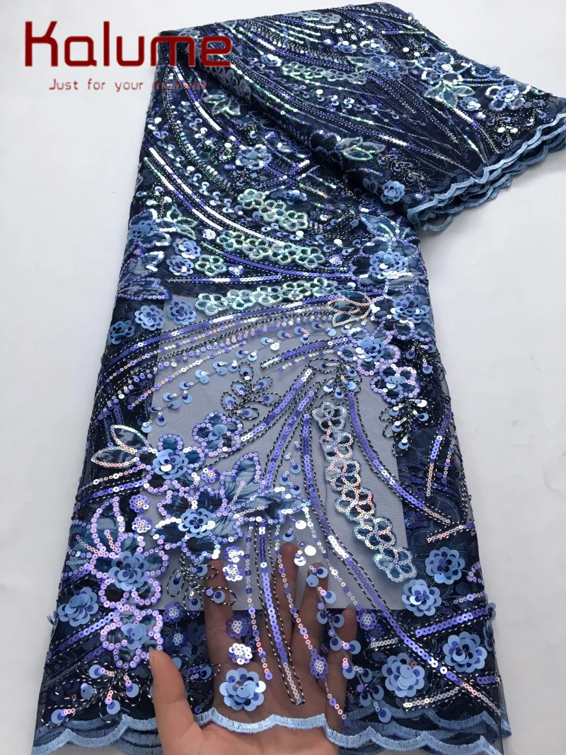 

Kalume 2025 новейшая французская тюлевая кружевная ткань высокого качества, африканская кружевная ткань с вышивкой и блестками, кружевная ткань для платья F4315