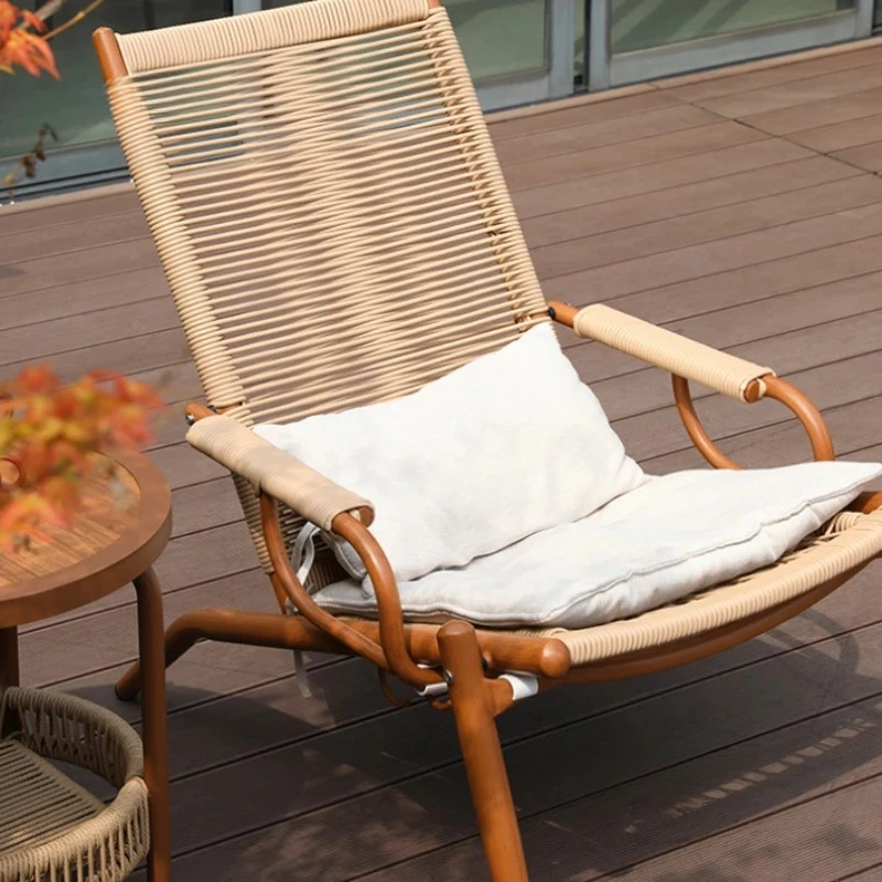 & Multifunctional Folding Sun Loungers Balcony Lazy Back Lounge Chair for Outdoor Furniture Patio Garden Lunch Break Rattan Chai