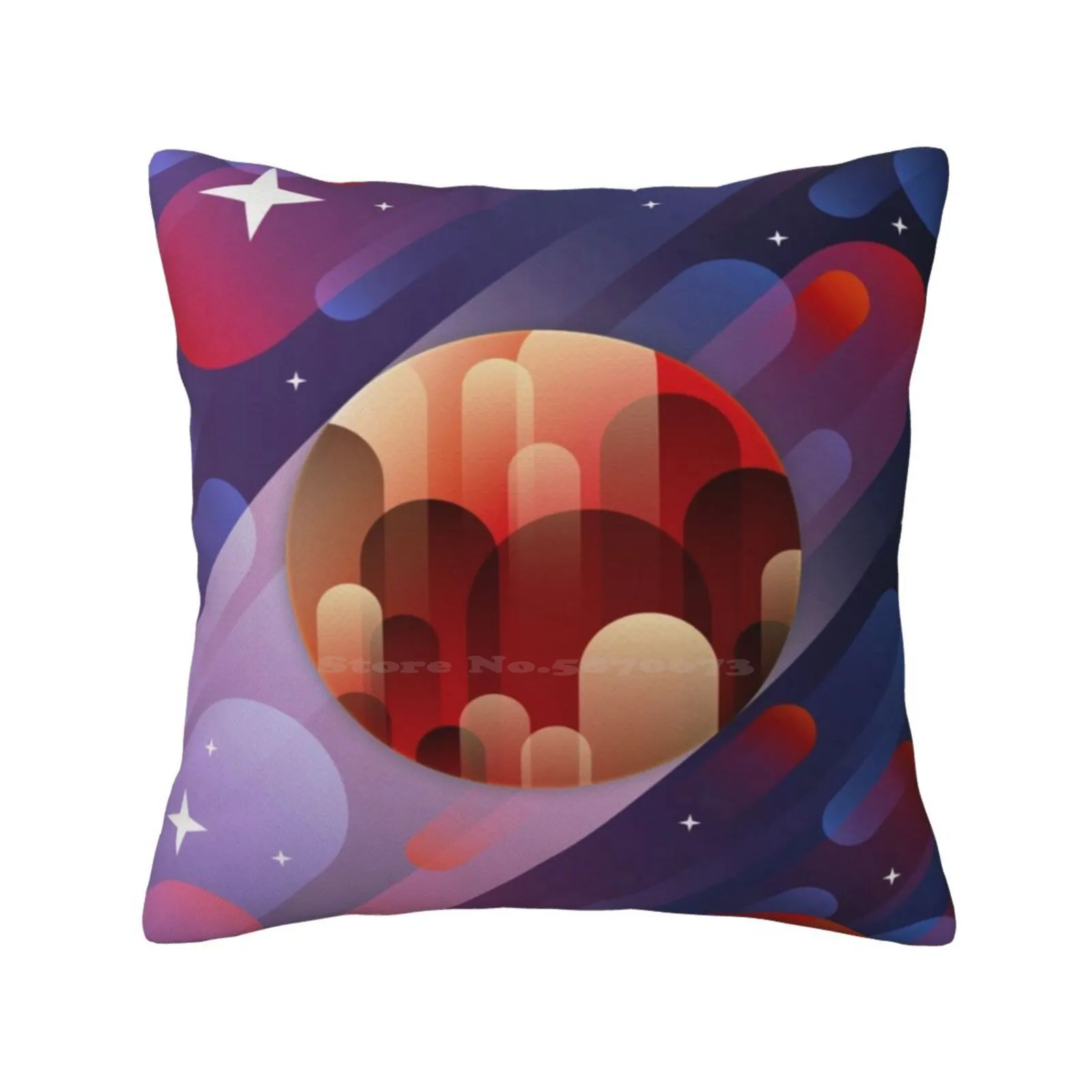 Mars Throw Cushion Pillow Cover Themooneverywhere Vector Digitalart Graphic Geometric Geometry Round Circle Sky Night Universe