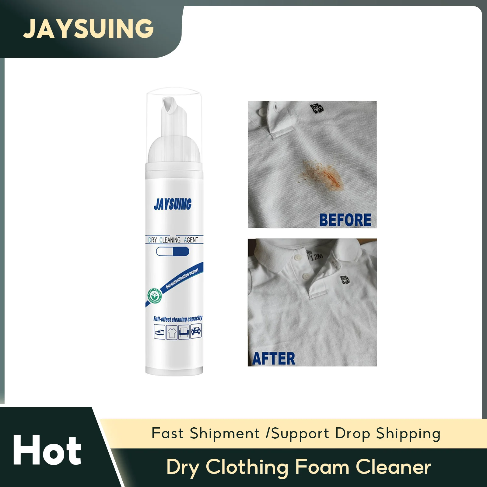 Dry Clothing Foam Cleaner Down Jacket Oil Stain Removal Mattress Sofa Decontamination Dry Cleaner Wash Free Clothes Cleaner Foam