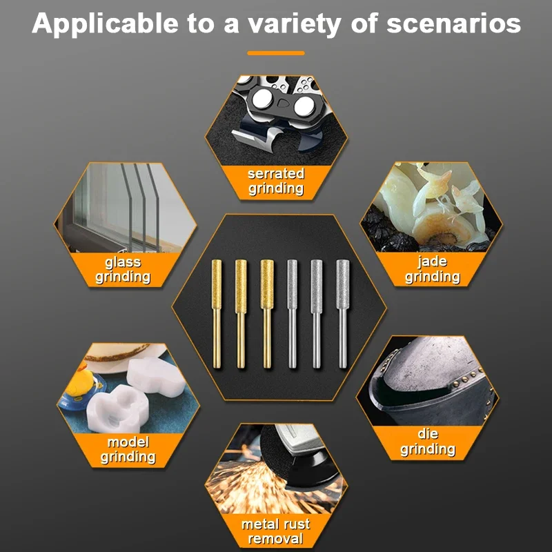 3/4/5/6pcs diamant beschichteter zylindrischer Grat 4-5,5mm Kettensägen schärfer Stein feile Kettensäge Schärfen Schnitzen Schleif werkzeuge