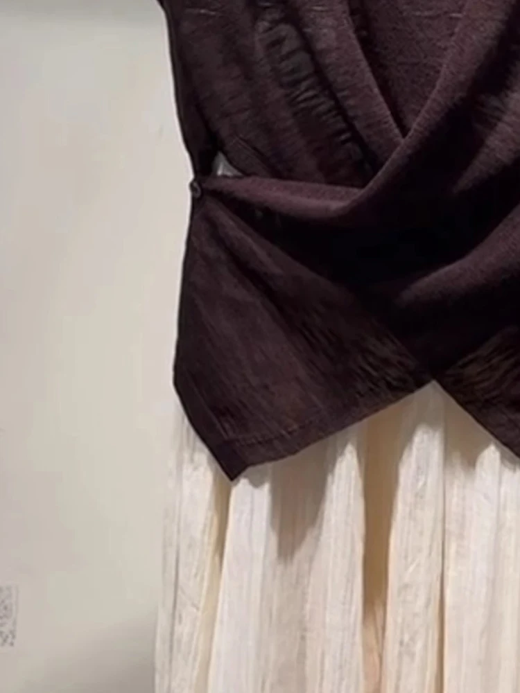 Retro ademend gebreid vest Kleur rond Ne Svel Top Faionable Summer Faion Koreaanse Sle Straight Cut