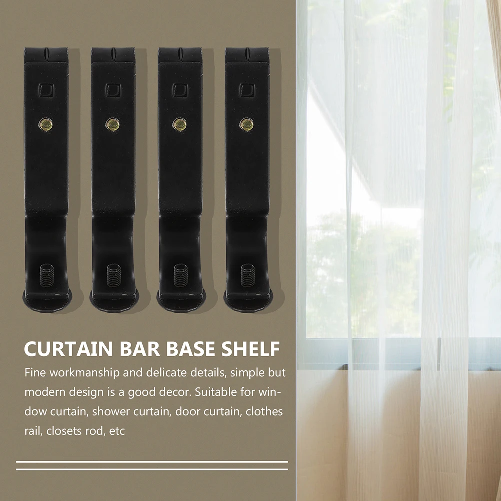 

10 Pcs Curtain Rod Fixing Accessories Holders for Wall Black Heavy Brackets Iron Window