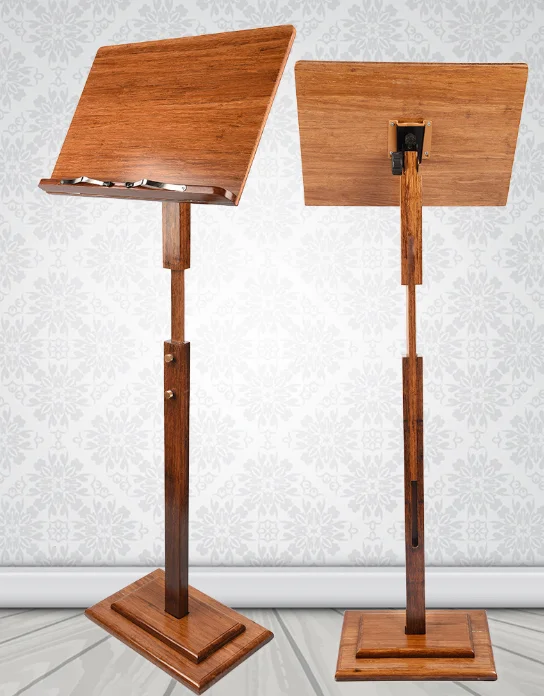 

Bamboo Music Stand for Guitar Height Adjustable with Wide Wooden Bookplate Foldable Design
