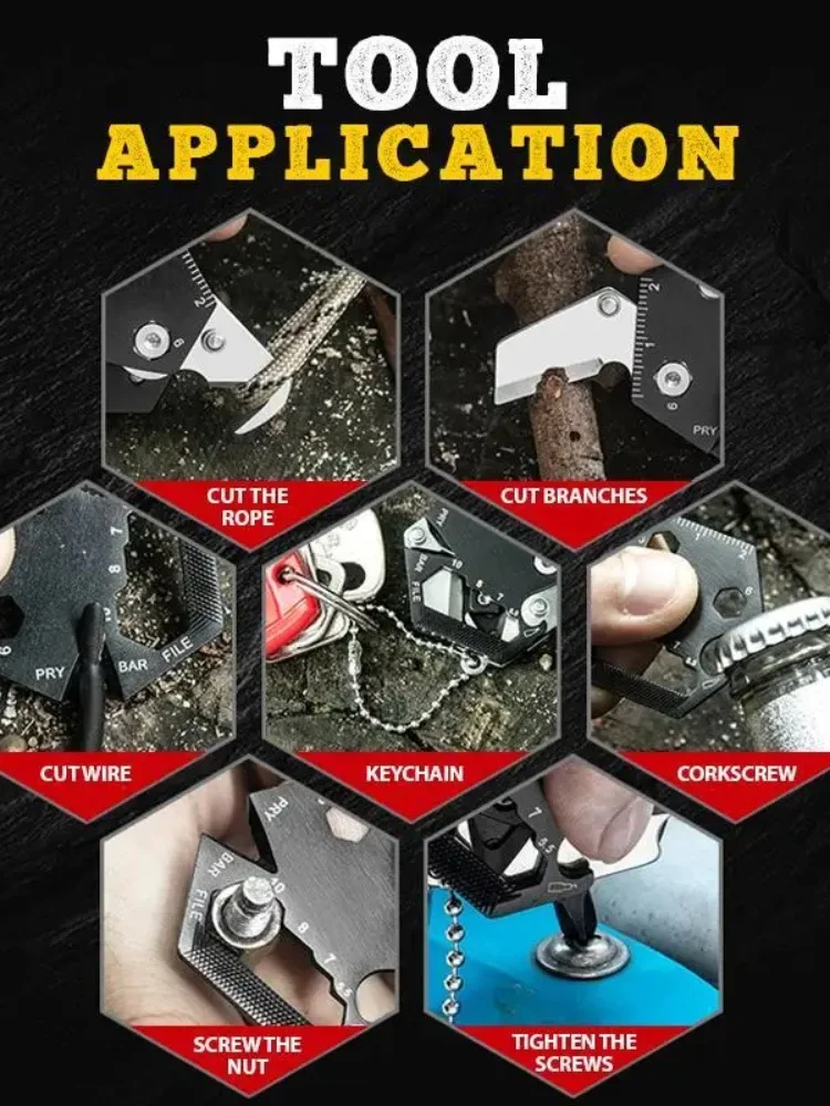 Multifunctional Hexagon Coin Outdoor Tool Hexagon Folding Coin Knife Keychain Screwdriver Pocket Fold Mini Gear