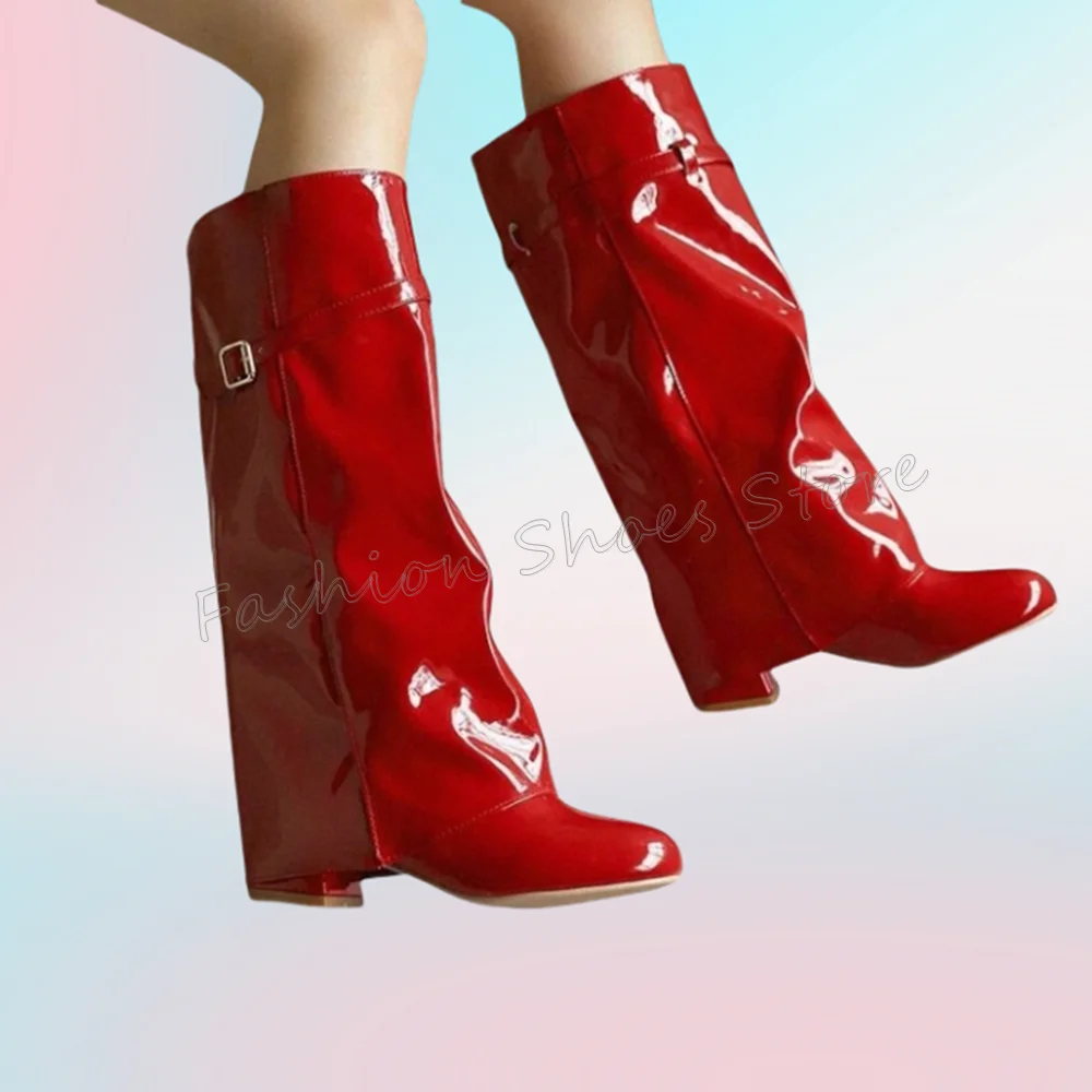 boucle-rouge-decor-bout-rond-bottes-en-cuir-verni-gros-talons-hauts-chaussures-a-talons-hauts-pour-femmes-talons-2025-nouveaux-zapatos-para-mujere
