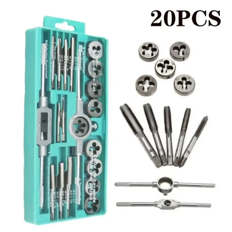 20PCS M3-M12 Male Thread Screw Threading Tap And Die Set Professional Mechanical Tools Kit For DIY