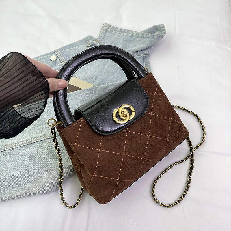 

Женская высококачественная нишевая ретро-сумка - маленькая квадратная сумка со стеганой цепочкой, трансформируемая сумка через плечо и сумка