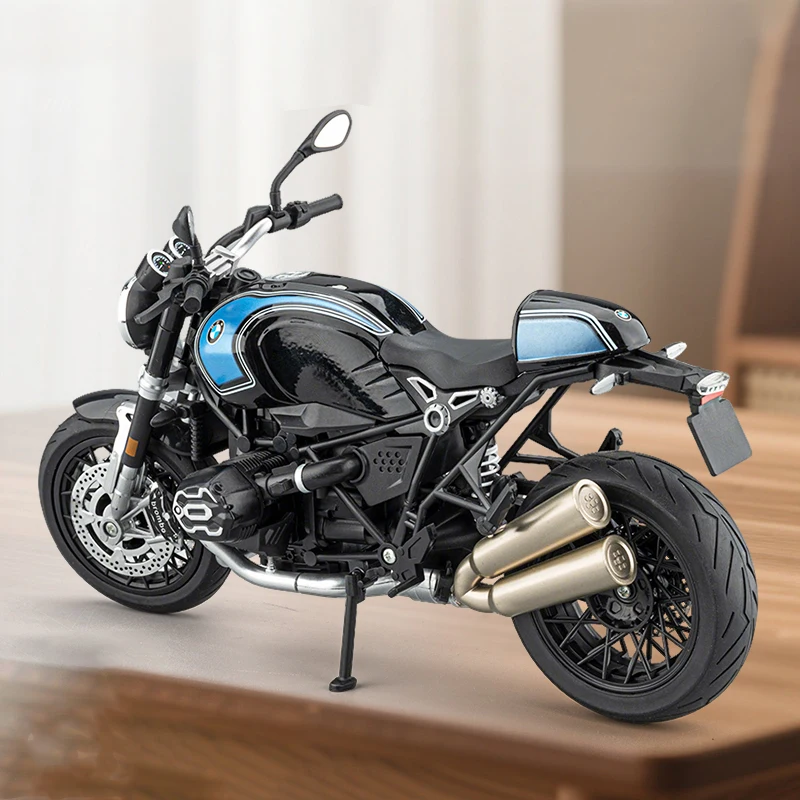 1:9 BMW R NineT Alloy Motorcycle Model Light & Sound Shock Absorber Simulation Collectible Diecast Motorbike