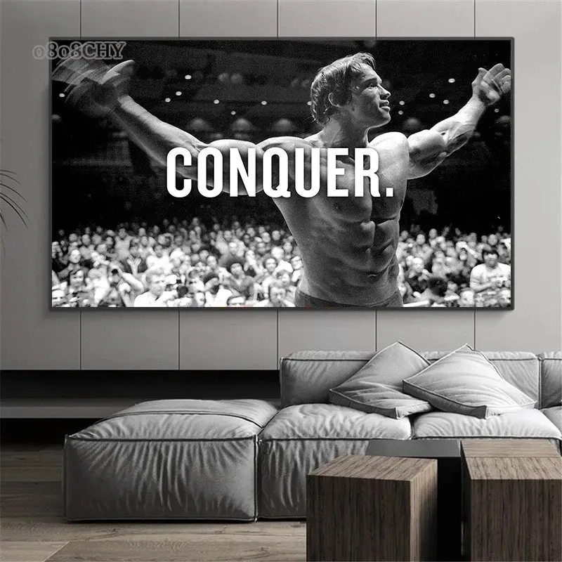 Bodybuilding Famous Character Pictures Arnold Schwarzenegger Fitness Art Posters Wall Art Canvas Painting for Gym Decor Painting