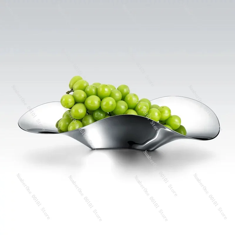 

Скандинавская современная тарелка с лепестками из нержавеющей стали, высококачественная легкая роскошная тарелка с фруктами для дома, гостиной, журнальный столик для отеля