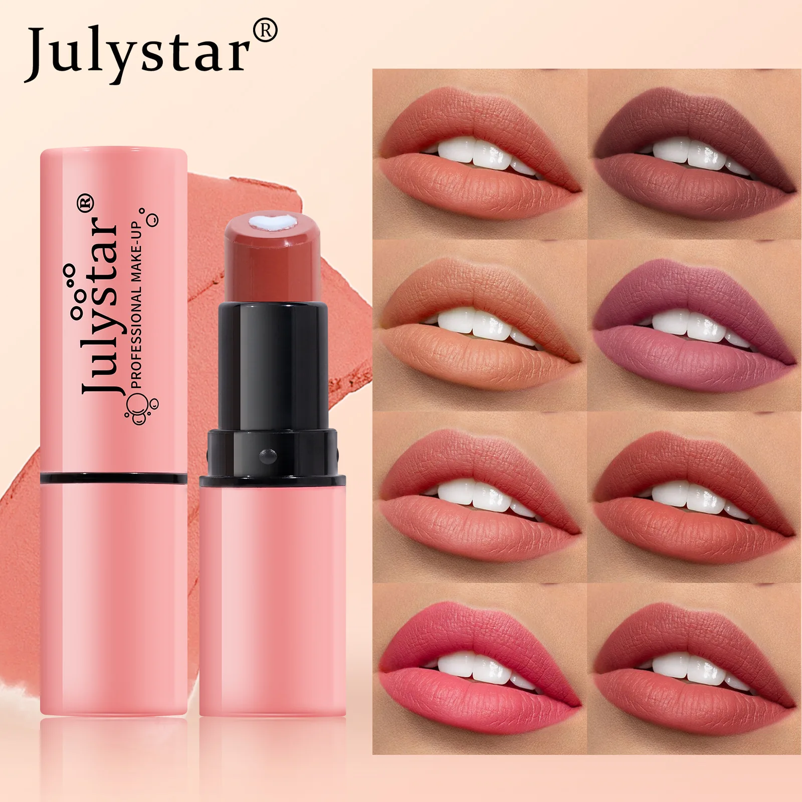 Julystar 2in1 Double Layered Velvet Lipstik does not stick cup fruit flavor lasting waterproof moisturizing matte Lipstik