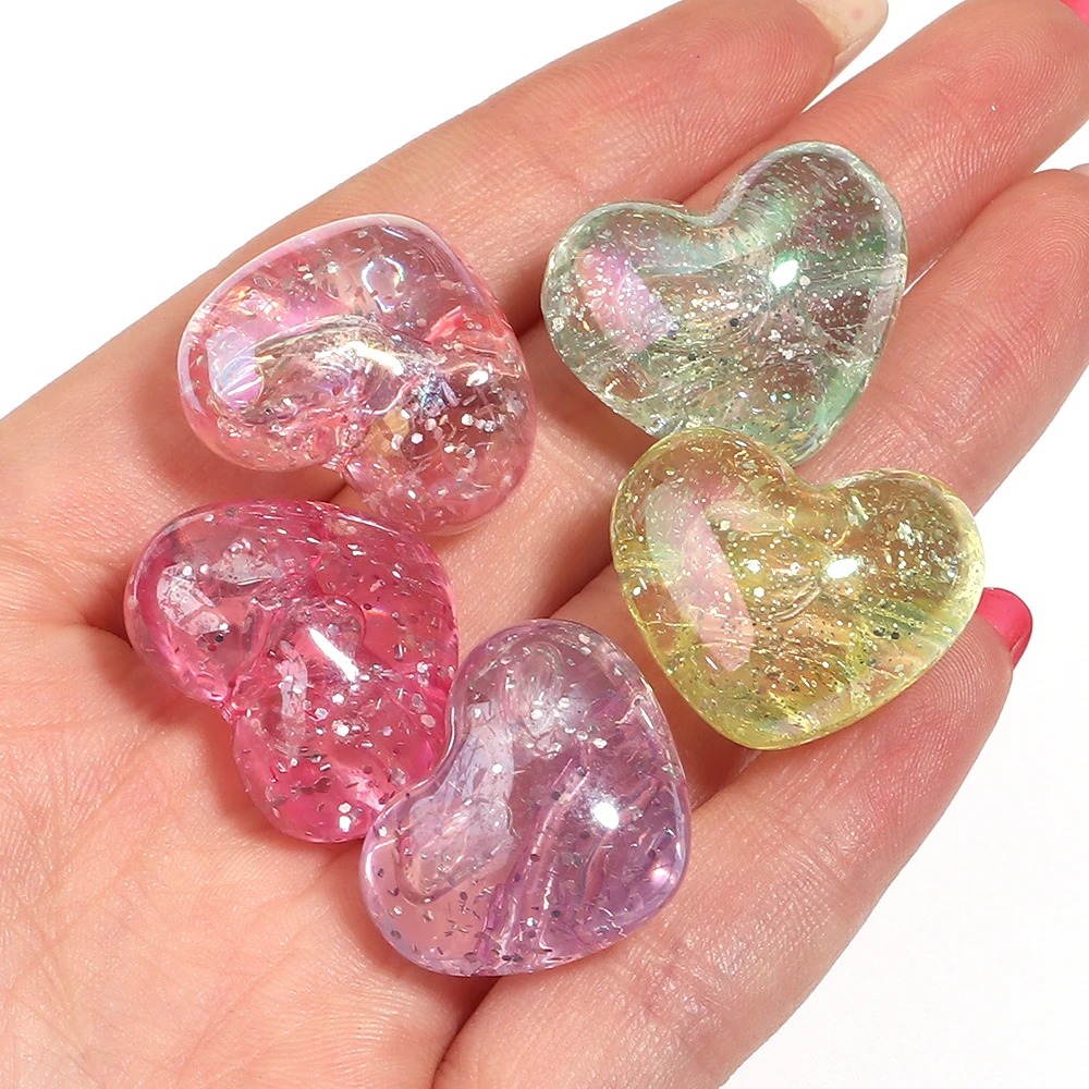 10pcs/lot Heart Crack Acrylic Beads Love Shape Loose Beads For Jewelry Making DIY Necklace Bracelet Hair Rope Decor Accessories