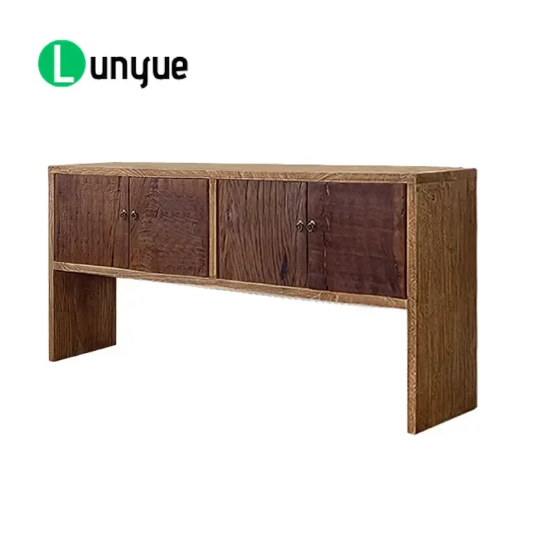 Wabi Sabi Solid Wood Entrance Cabinet Antique Storage Sideboard for Living Room Hotel Entryway Rustic Furniture Home Decor