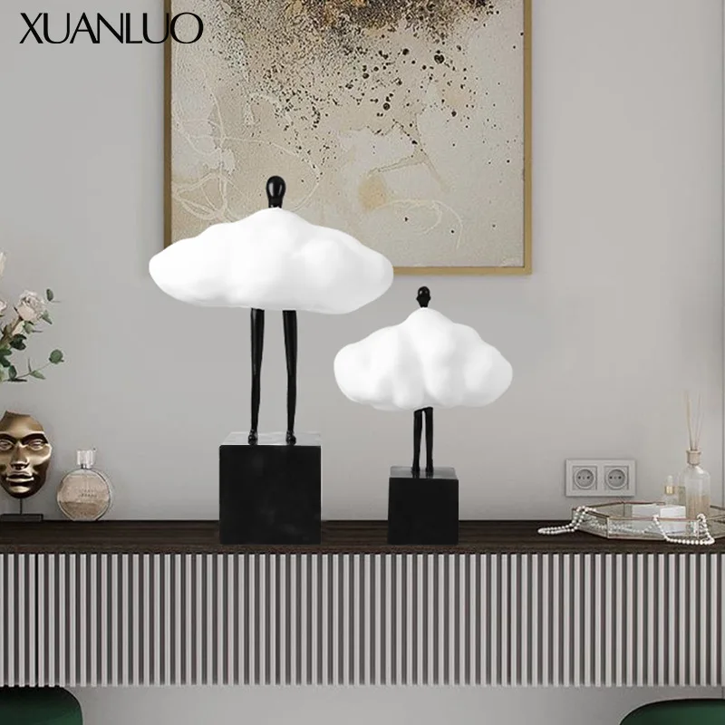 

Modern minimalist creative white cloud figure entrance decoration, home living room TV cabinet ornament, hotel decoration